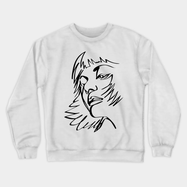 Abstract Face One Line Art ,Face One Line Drawing Crewneck Sweatshirt by 9georgeDoodle